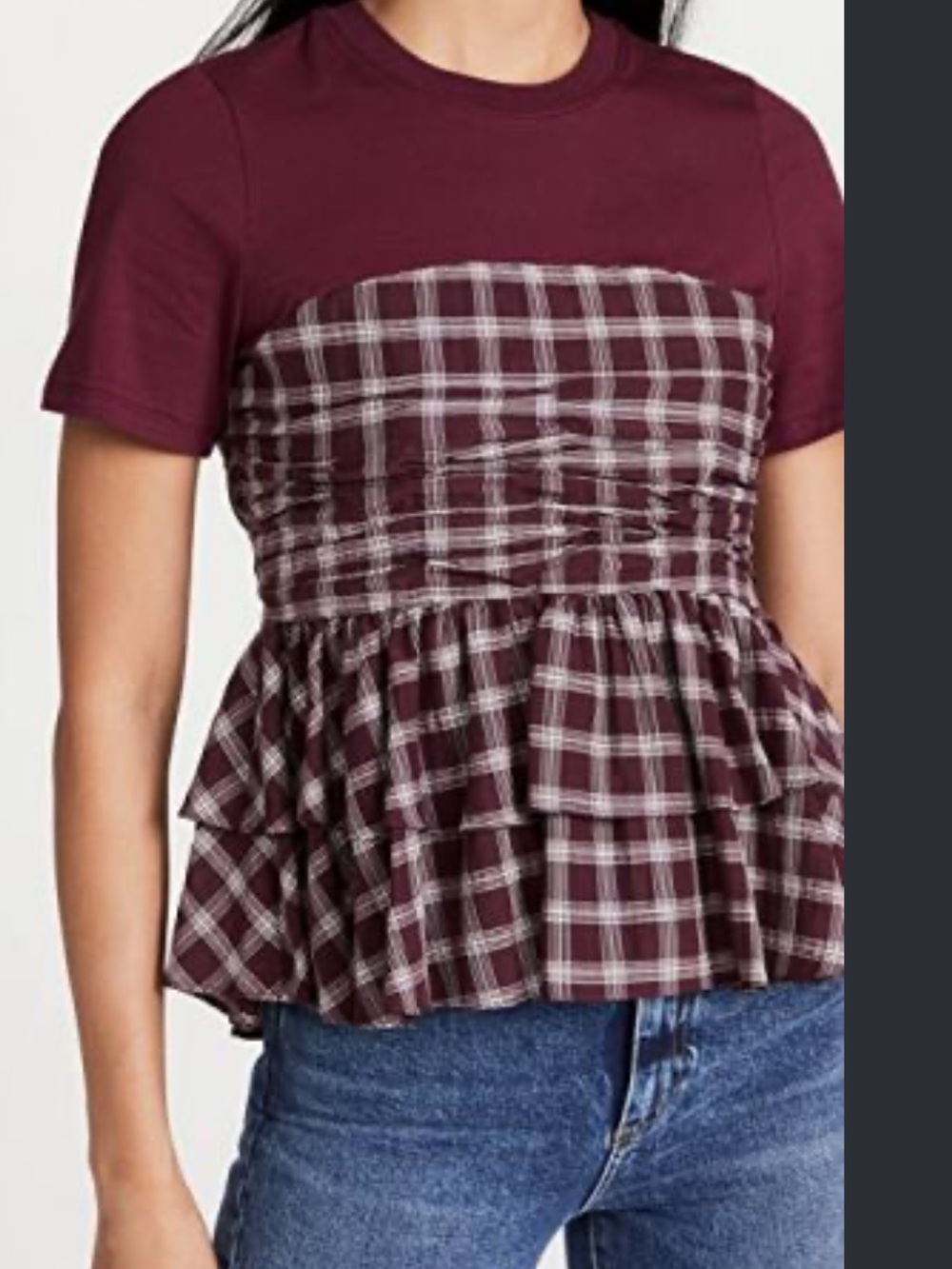 Cinq a Sept Plaid Wrap Tee